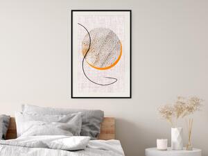 Plakát Měsíční etuda - oranžový kruh na béžové textuře látky