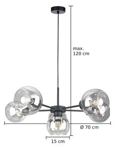 Lustr na lanku KALIOPE 6xE27/60W/230V černá/čirá