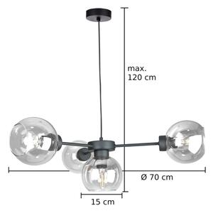 Lustr na lanku KALIOPE 4xE27/60W/230V černá/čirá