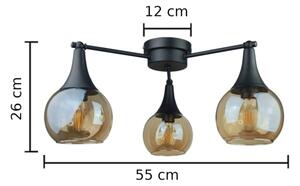 Přisazený lustr STAR 3xE27/60W/230V černá/kouřová béžová