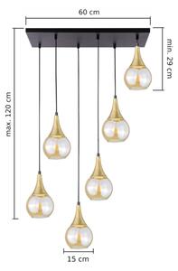 Lustr na lanku LACRIMA HONEY 6xE27/60W/230V černá/zlatá/kouřová béžová