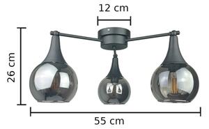 Přisazený lustr STAR 3xE27/60W/230V černá/kouřová černá
