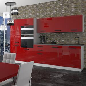 Kuchyňská linka Belini Premium Full Version 300 cm červený lesk s pracovní deskou GRACE