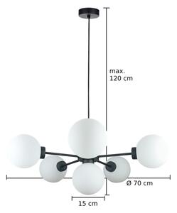 Lustr na lanku KALIOPE 6xE14/50W/230V černá/bílá