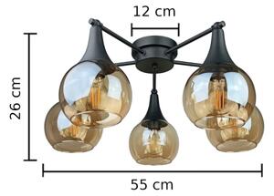 Přisazený lustr STAR 5xE27/60W/230V černá/kouřová béžová