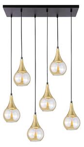 Lustr na lanku LACRIMA HONEY 6xE27/60W/230V černá/zlatá/kouřová béžová