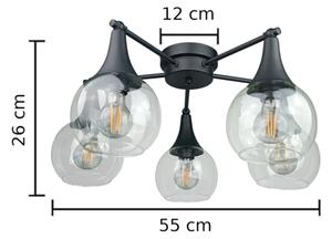 Přisazený lustr STAR 5xE27/60W/230V černá/čirá