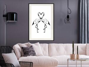 Plakát Jemný plamen - abstraktní ptáci tvořící srdce