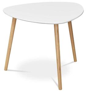 Stůl konferenční 55x55x45 cm, MDF bílá deska, nohy bambus přírodní odstín