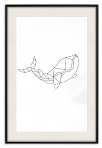 Plakát Velká ryba - abstraktní line art ryby na kontrastním bílém pozadí