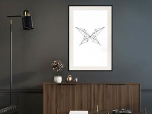 Plakát Kresba motýla - abstraktní černý line art s geometrickými tvary