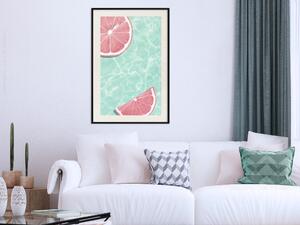 Plakát Osvěžující tón - tropické růžové plody plující na vodě