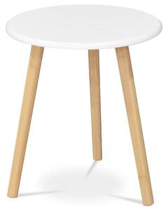 Stůl konferenční 40x40x45 cm, MDF bílá deska, nohy bambus přírodní odstín
