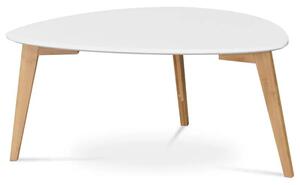 Stůl konferenční 85x48x40 cm, MDF bílá deska, nohy bambus přírodní odstín