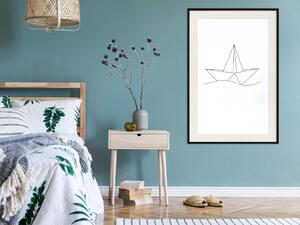 Plakát Papírová loďka - abstraktní line art loďky s geometrickými tvary