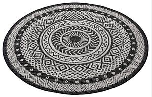 Hanse Home Collection koberce Kusový koberec Flatweave 104855 Black/Cream – na ven i na doma - 120x120 (průměr) kruh cm