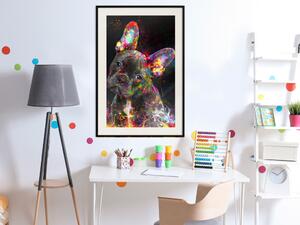 Plakát Marufi - portrét abstraktního černého psa s barevnými doplňky