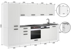 Kuchyňská linka Belini Premium Full Version 300 cm bílý lesk s pracovní deskou ROSE