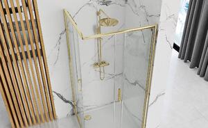 Rea Punto, sprchový kout 80x80x190 cm, 5mm čiré sklo, zlatý lesklý profil + černá sprchová vanička Savoy, KPL-K1441