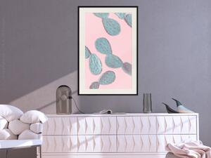 Plakát Opuncie v pastelech - kompozice oválné rostliny na pastelovém pozadí