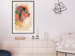 Plakát Akvarelový lev - barevná abstraktní kompozice s divokým zvířetem
