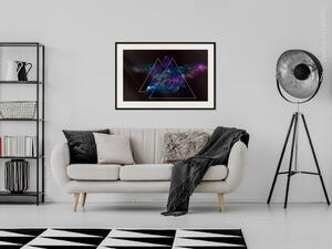 Plakát Kosmické Zrcadlo - geometrická abstrakce v trojúhelnících na tmavém pozadí