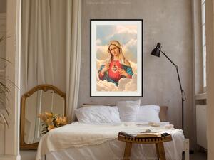 Plakát Marie - sakrální kompozice s postavou svaté ženy na pozadí mraků