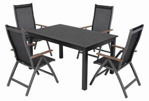 Doppler EXPERT antracit Wood Plus - zahradní souprava polohovací 4+1