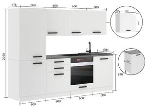 Kuchyňská linka Belini Premium Full Version 240 cm šedý antracit Glamour Wood s pracovní deskou SANDY