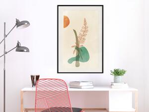 Plakát Voňka - unikátní abstrakce s rostlinou a kulatými tvary v boho stylu