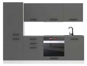 Kuchyňská linka Belini Premium Full Version 240 cm šedý mat s pracovní deskou SANDY