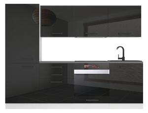 Kuchyňská linka Belini Premium Full Version 240 cm černý lesk s pracovní deskou SANDY