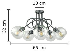 Přisazený lustr EVIE 5xE27/60W/230V antracit/čirá