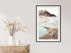 Plakát Mlžná Stezka - krajina horského terénu a vody v teplých barvách