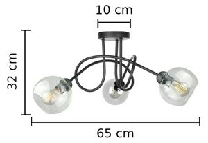 Přisazený lustr EVIE 3xE27/60W/230V černá/čirá