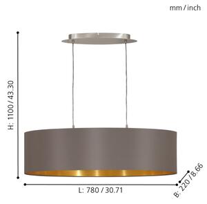 Eglo 55271 - Lustr na lanku MASERLO 2xE27/60W/230V hnědá