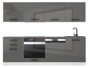 Kuchyňská linka Belini Premium Full Version 240 cm šedý lesk s pracovní deskou ALICE