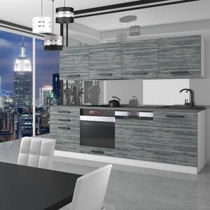 Kuchyňská linka Belini Premium Full Version 240 cm šedý antracit Glamour Wood s pracovní deskou ALICE