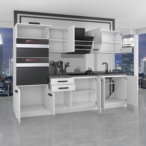 Kuchyňská linka Belini Premium Full Version 240 cm šedý lesk s pracovní deskou TRACY