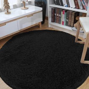 Makro Abra Kulatý koberec vhodný k praní jednobarevný Kamel černý Rozměr: průměr 100 cm