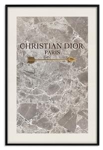 Plakát Christian Dior - anglický text na abstraktním mramorovém pozadí