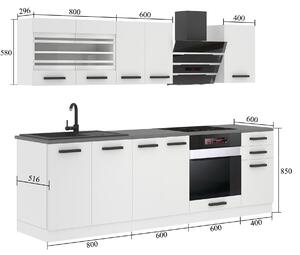 Kuchyňská linka Belini Premium Full Version 240 cm šedý lesk s pracovní deskou MARGARET