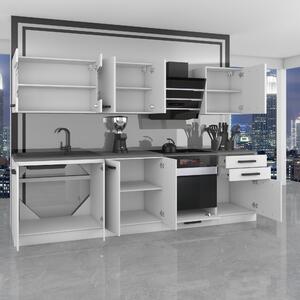 Kuchyňská linka Belini Premium Full Version 240 cm šedý lesk s pracovní deskou MARGARET