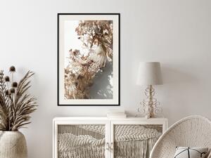 Plakát Prostor snů - rostlinná kompozice bílých květů na světlém pozadí