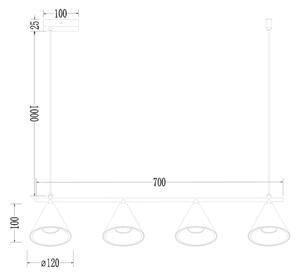 Lustr na lanku CONE 4xGU10/10W/230V zlatá/černá