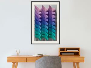 Plakát Vertikální pohyb - abstraktní a barevné geometrické tvary v 3D