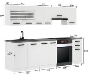 Kuchyňská linka Belini Premium Full Version 240 cm bílý lesk s pracovní deskou LILY