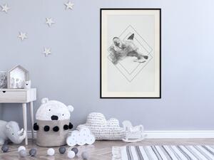 Plakát Chytrá liška - portrét zvířete ve formě nákresu na jednotném pozadí