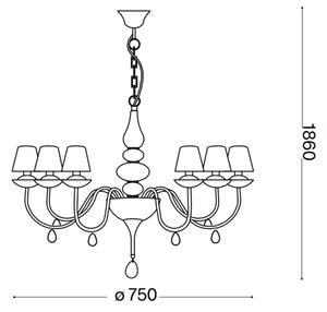 Ideal Lux - Lustr na řetězu BLANCHE 6xE14/40W/230V pr. 75 cm bílá