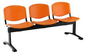 Plastová lavice ISO, 3-sedák - černé nohy, oranžová